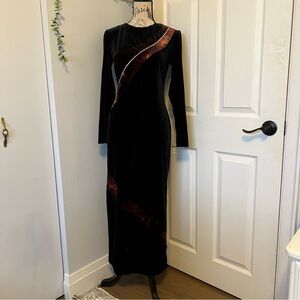 Algo Long Sleeve Black and Brown Dress